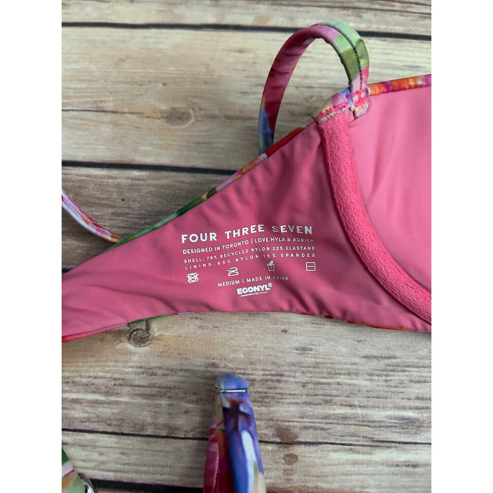 437 FOUR THREE SEVEN PINK FLORAL BIKINI SIZE M - Picture 4 of 4